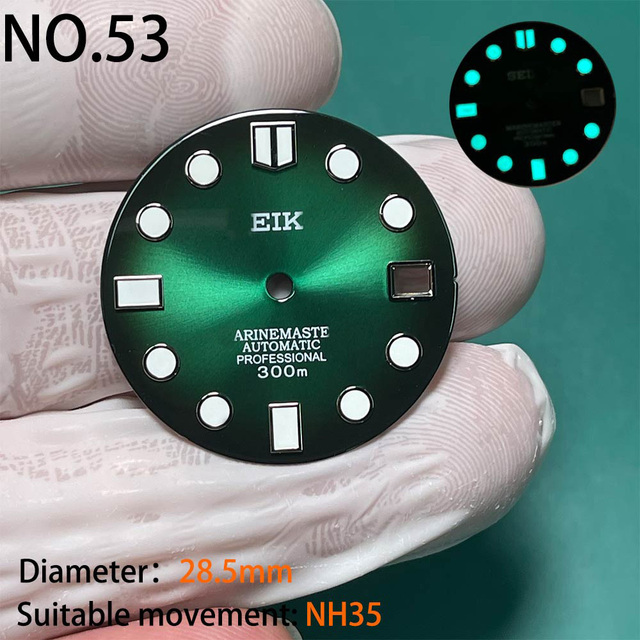 Nh35 watch double dial new C3 luminous modified craft watch skx007 SKX006 small millimeter 28.5mm abalone nh35 universal