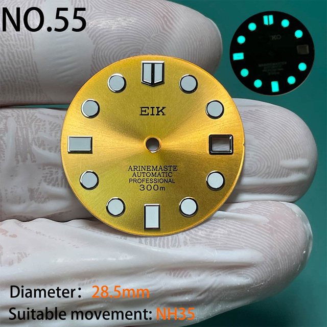 Nh35 watch double dial new C3 luminous modified craft watch skx007 SKX006 small millimeter 28.5mm abalone nh35 universal