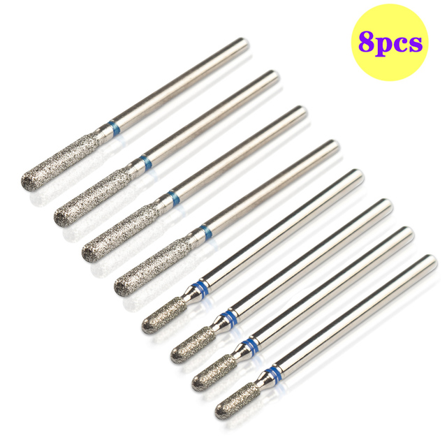 8pcs Diamond Milling Cutter for Manicure Set Nail Drill Bits Accessories Nozzles for Manicure Cutters Pedicure Sanding Nail File