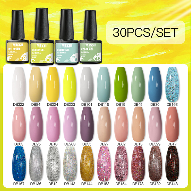 Mtssii 24/25/40/60pcs Gel Nail Polish Set Color Gel Semi Permanent UV Led Varnish Nail Art Design Soak Off Gel Set Nail Gel Set