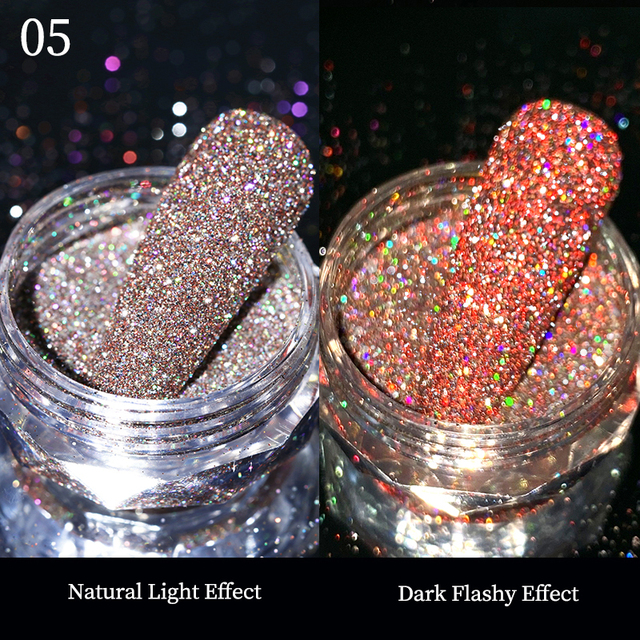 Gold Sliver Nail Reflective Crystals Powder Rainbow Glitter Shiny Pigment Iridescent Glass Micro Drill Nails Art Decoration