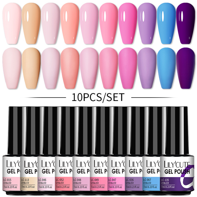 LILYCUTE 20/10/8pcs Set UV Gel Nail Polish Set 7ml Multicolor Semi-Permanent Long Lasting Led Gel Varnish Soak Off Nail Gel