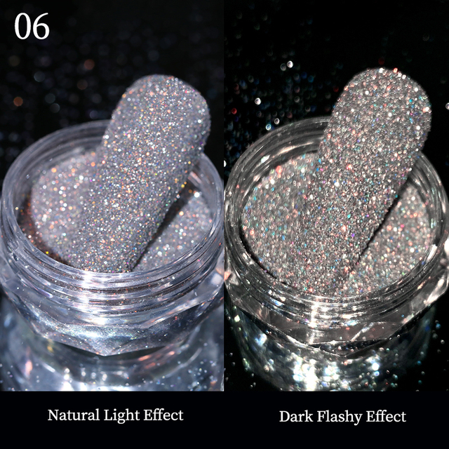 Gold Sliver Nail Reflective Crystals Powder Rainbow Glitter Shiny Pigment Iridescent Glass Micro Drill Nails Art Decoration