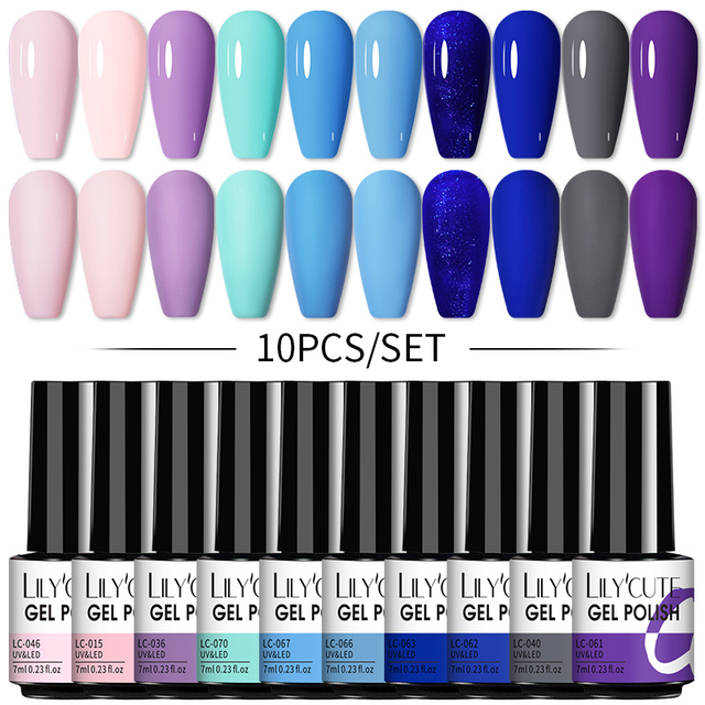 LILYCUTE 20/10/8pcs Set UV Gel Nail Polish Set 7ml Multicolor Semi-Permanent Long Lasting Led Gel Varnish Soak Off Nail Gel