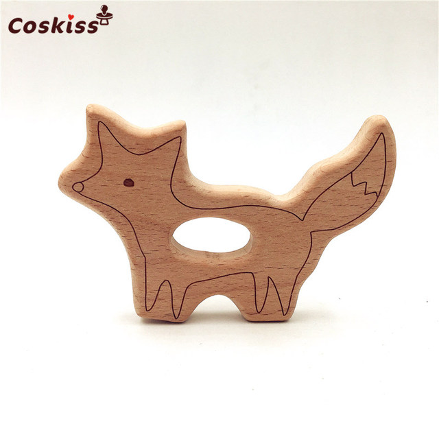 Lovely Cartoon Wood Teether 10pcs Pure Natural Animal Shaped Baby Teething Nursing Wood Teether Baby Girl DIY Pendant Toys