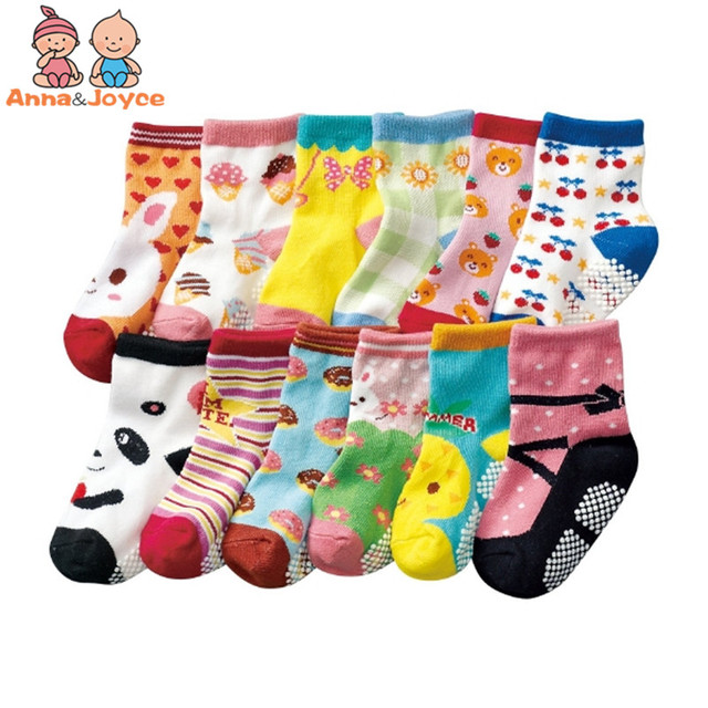 12 pairs/lot early childhood socks cotton floor socks boy gril baby short socks non-slip 1-5 years