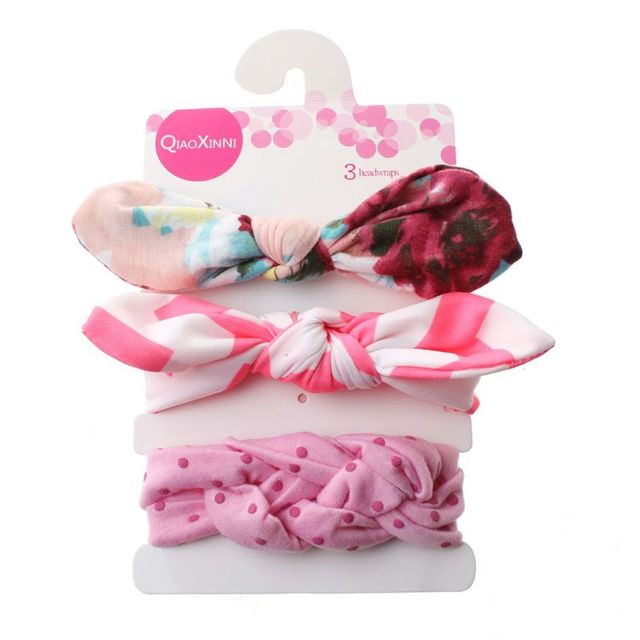 3pcs/set Baby Girls Lovely Bow Hairband Elastic Wide Headband Stretch Knot Headbands Turban Headdress Clothes Accessory