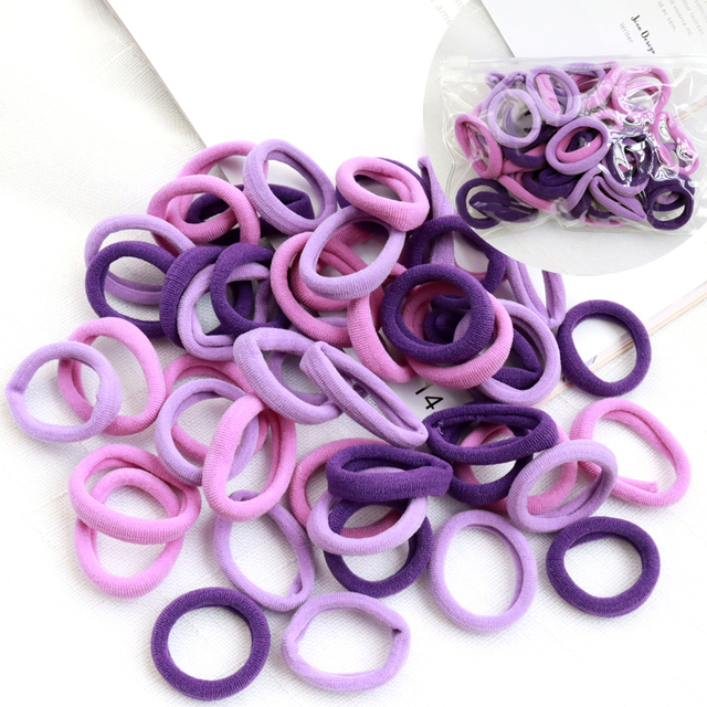 Girls 50pcs Colorful Nylon Small Elastic Hair Bands Hair Accessories Ponytail Holder Children Scrunchie Headband Kids Hair