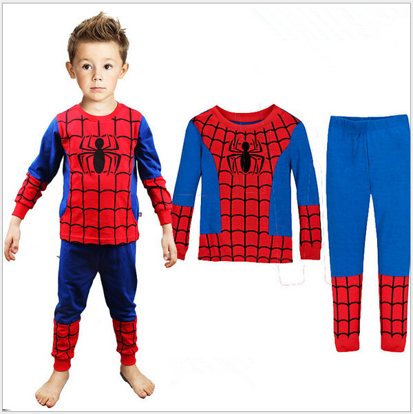 New Spider-Man cartoon children's long-sleeved pajamas children's champion home wear boys' underwear two-piece suit pajamas