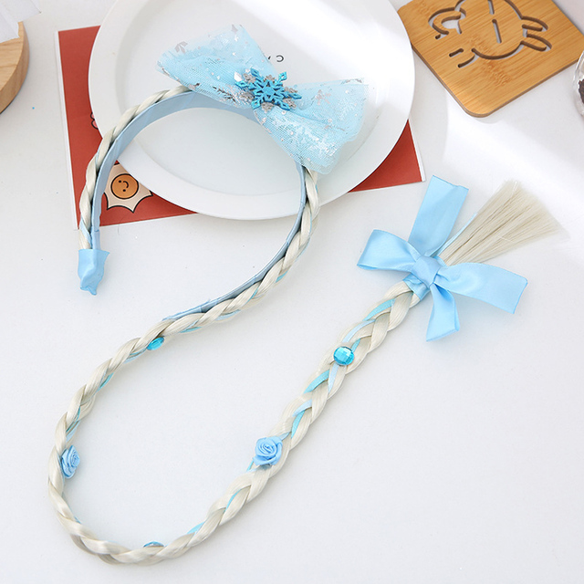 Little Girls Blonde Cosplay Weaving Princess Braid Tangled Rapunzel Headband Hair Elsa Accessories Girl Wig