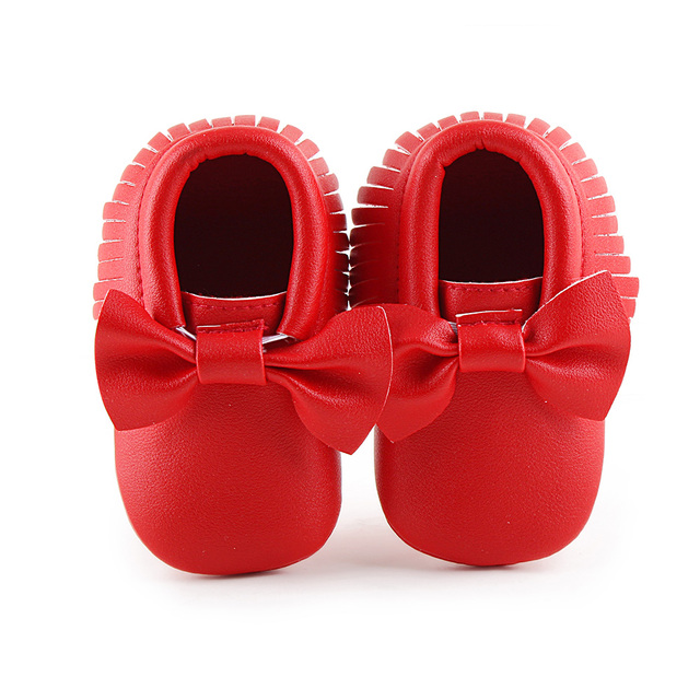 Newborn Baby Shoes Infant Boys Girl First Walker PU Sole Princess Bowknot Fringe Toddler Baby Crib Shoes Casual Moccasins