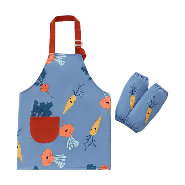 1 set 3-12 years baby girl boy waterproof adjustable painting apron with sleeves set baby kids toddler infant burp cloth