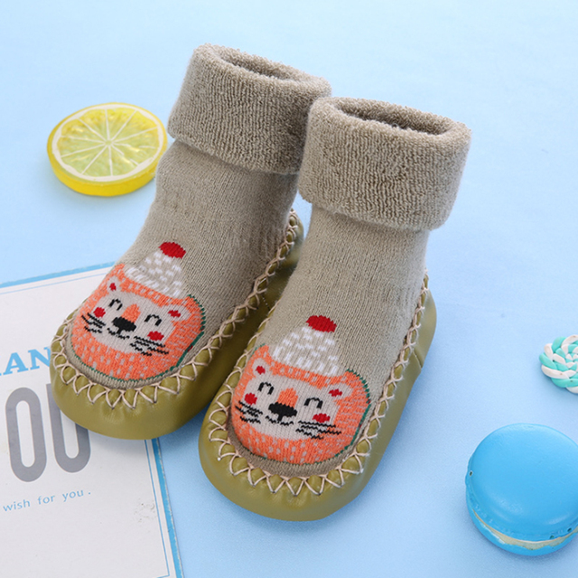 Baby Socks With Rubber Soles For Toddlers Kids Socks Toddler Boys Sock Warm Terry Shoes Thicken Slippers Infant Girl Winter