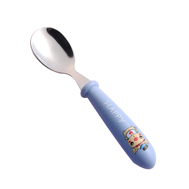 Baby Kids Cartoon Cute Spoon Fork Stainless Steel Tableware Training Learn Food Feeding Scoop Fork Utensils For Baby