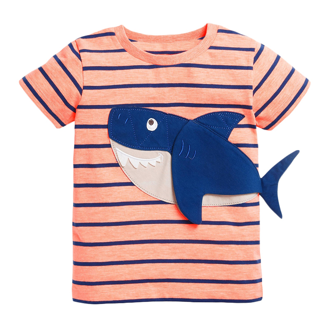 2022 Little Maven Summer Boys T-shirt Short Sleeve Clothes With Animal Shark For Kids Baby Breathable Cotton Tops