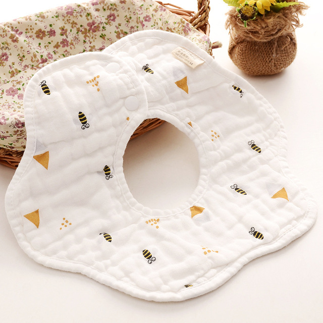 Baby Bibs 360 Degree Rotation 8 Layers Gauze Gauze Baby Kids Bandana Burp Cloth Soft Newborn Infant Saliva Towel Baby Stuff