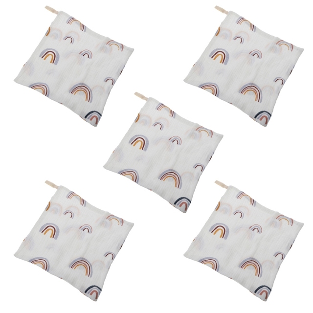 5pcs baby towels muslin cloth hand face wipes saliva bib handkerchief towel