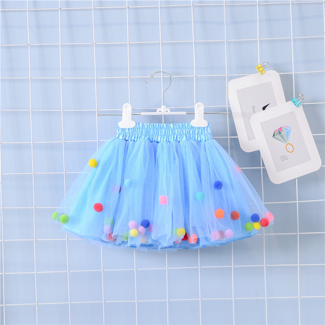 2022 New Arrival Infant Mulity Colorful Tulle Tutu Skirt Pom Pom Princess Mini Dress Children's Clothing Pettiskirt Girl Clothes