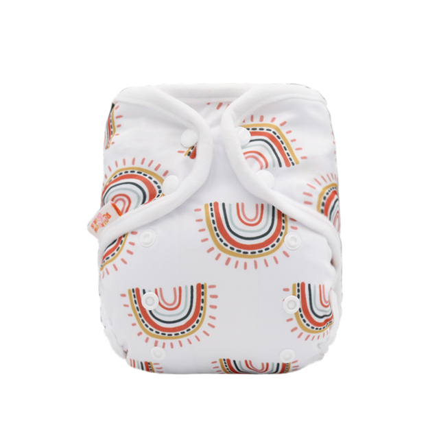 Rainbow And Iris Waterproof Washable Cloth Diaper Cover Wrap With Daisy Floral Print Newborn Decor 3-15kg