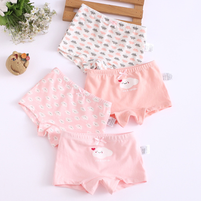 Girls Panties Kids Cotton Underwear Children Briefs Clouds Love Crown Carrots Umbrella Cartoon Short 4pcs/lot