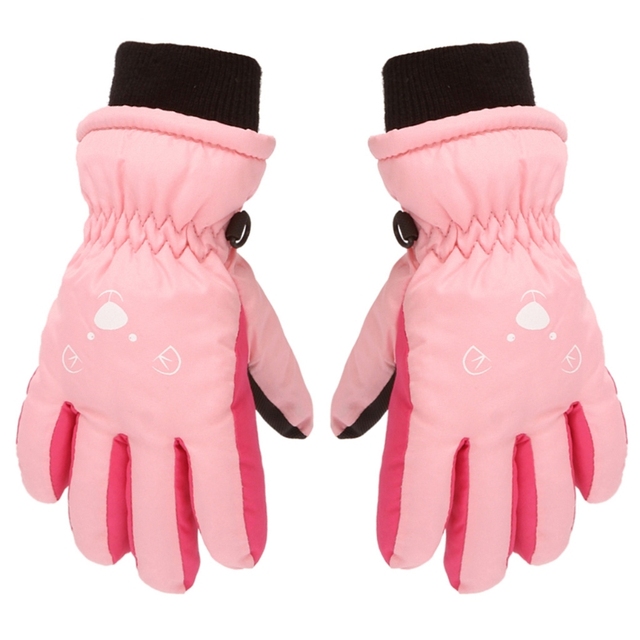 Children Skiing Cycling Gloves Kid Thick Warm Cute Bear Face Gloves