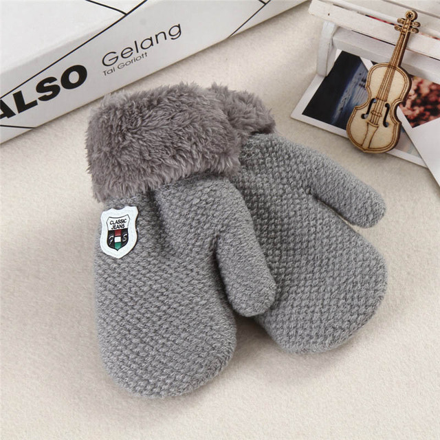 Boys Girls Knitted Gloves Full Finger Warm Rope Gloves Toddler Kids New Winter Set