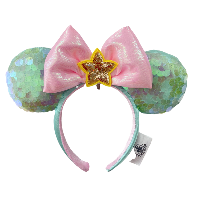 New Disney Mickey Mouse Ears Headband Space Lunar Mountain New Year Minnie Bow Pink Sequins Cartoon Anime Headdress Headband Gif