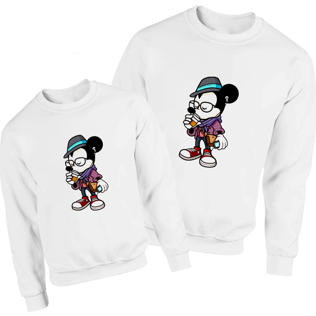 Simple Mickey Family Style Sweatshirt Cool Modern Harajuku Sweatshirt Harajuku Mom and Daughter Pullover Lovely Clothes Hoodie