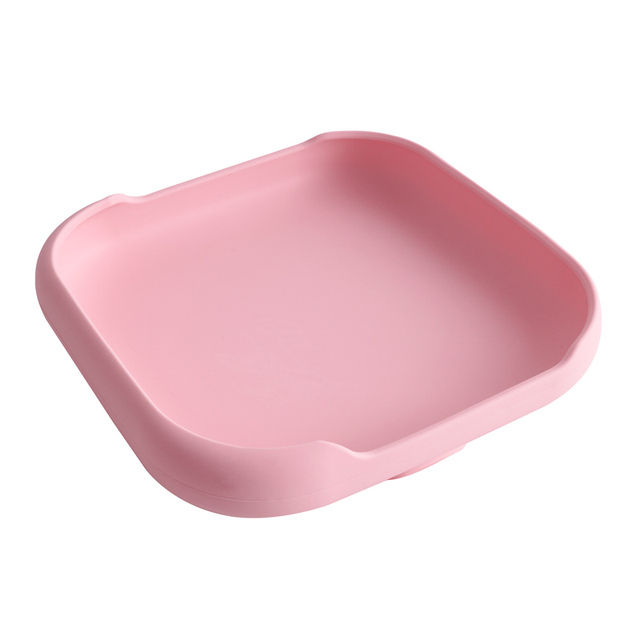 Baby Feeding Silicone Dinner Plate Square Tray With Suction Cup Food Grade Silicone Kids Tableware Waterproof Baby Plate