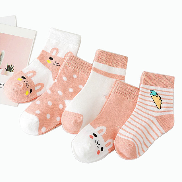 5pairs/lot 2022 Baby Socks for Kids Girls Boy Cotton Stripe Cartoon Animals Summer Baby Knitwear Socks Newborn Baby Clothes