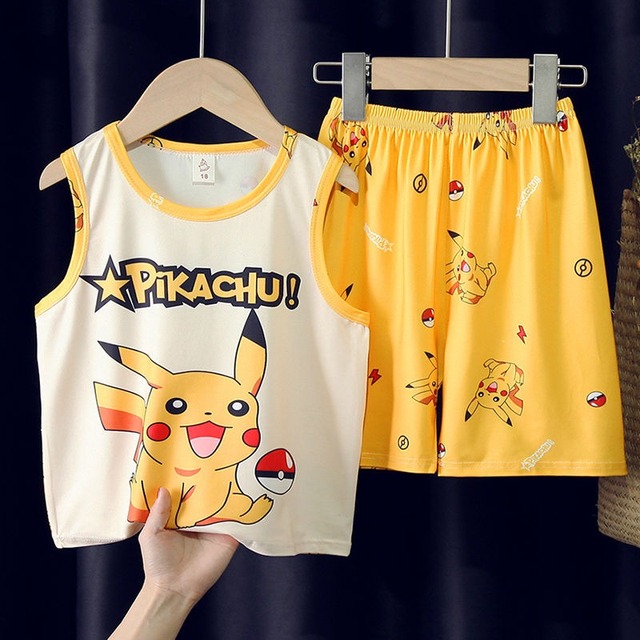 2022 Summer New Pokemon Children's Pajamas Set Cartoon Cozy Boys Girls Kawaii Pikachu Kids Clothes Gift Homewear Wholesale