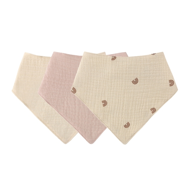 3pcs Baby Gauze Cotton Bibs Newborn Soft Snap Button Triangle Saliva Towel Burp Cloths Feeding Saliva Bib