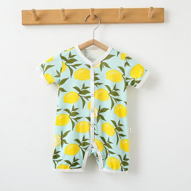 YG newborn tight jumpsuit boys summer clothes girls cotton foreign style printed thin baby short-sleeved jumpsuit summer style