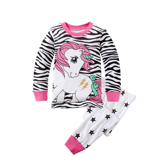 Disney Princess Pajamas Sets Cotton Snow White Girls Sleepwear Unicorn Sleepwear 2-8 Years Kids Children's Sleepwear Set