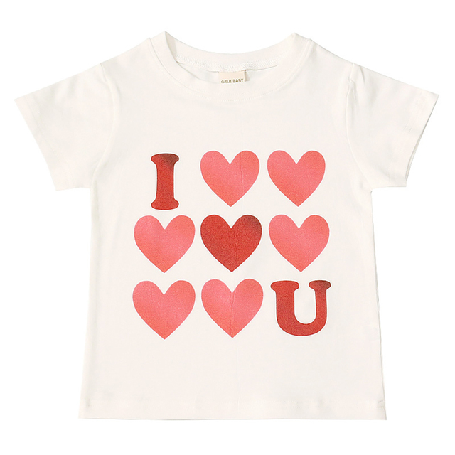 Summer Baby Girl Tshirt I Love Boys T-Shirt Letter Printed Lovely Heart Printing Kawaii Kids T-Shirt JYF