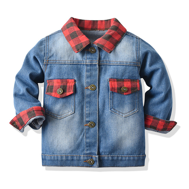 Kids Boys Girls Denim Hooded Jackets Casual Fake Two Jacket Coat Children Cowboy Zipper Outerwear JYF