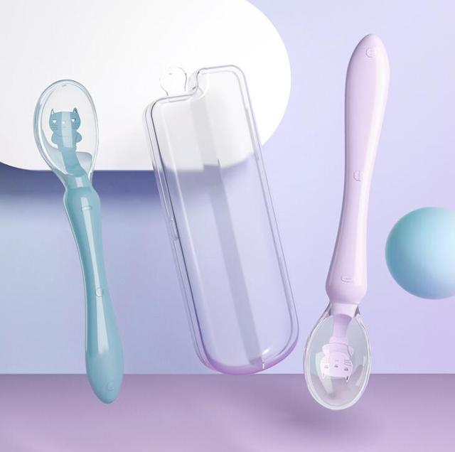 Newborn Baby Spoon Soft Silicone Temperature Sensor Spoon Baby Cutlery Training Spoon Infant Feeding Tools