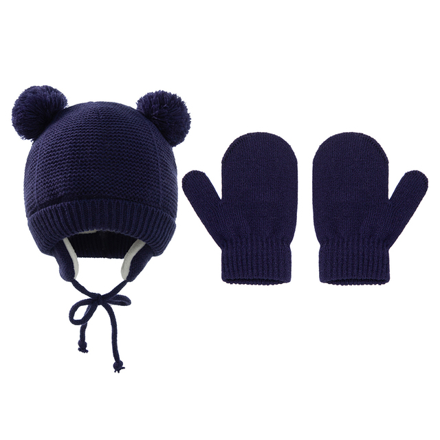 Winter Protection Baby Hats Kids Autumn Warm Knitted Winter Hat Newborn Baby Cute Gloves Hats For 6-48 Months