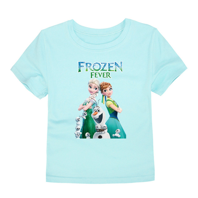 Disney Girls Frozen T-shirt Anna and Elsa Sister Cartoon Tops Teenagers Girls Tees Summer Children Clothes Disney T-shirt for Boys