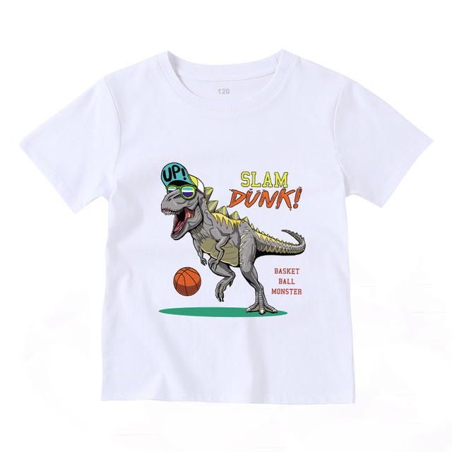 2022 Fashion Boys and Babies' Short Sleeve T-shirt Boys T-Rex Crewneck Dinosaur T-shirt Cotton Tops Tees Summer Clothes