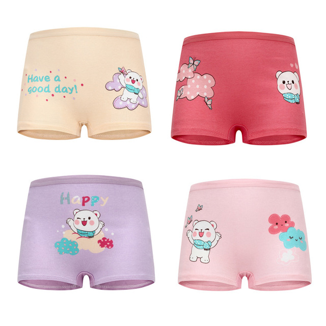 4pcs/lot Kids Girls Underwear Cotton Boxer Girl Comfortable Breathable Safety Pants Children's Panties