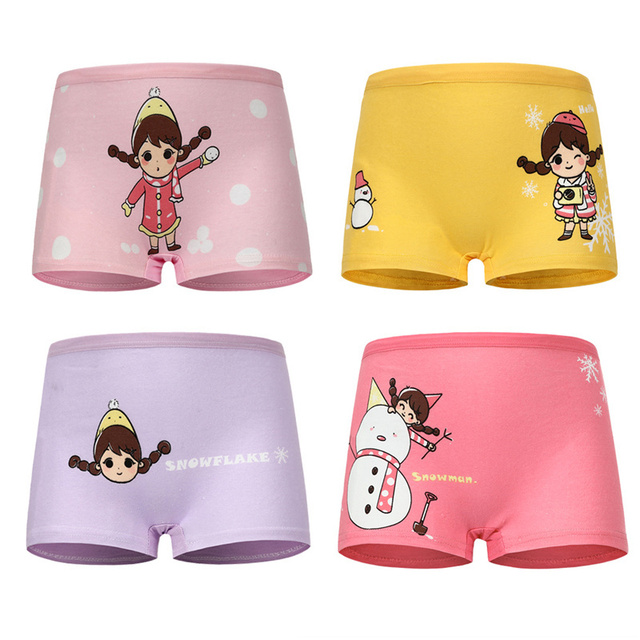 12pcs/lot Design Soft Cotton Girls Panties Cartoon Children Girls Underwear Toddler Kids Boxer Panties Breathable Teenage Briefs