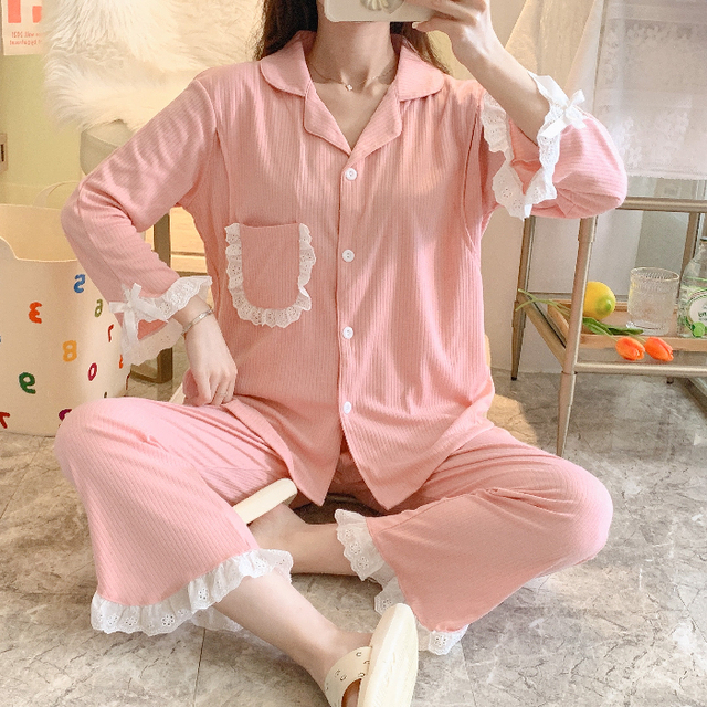 Women Sleepwear Pregnant Breastfeeding Clothes Pajama Set Homewear Spring Autumn Maternity Clothes Cotton Pregnancy Nursing Outfit