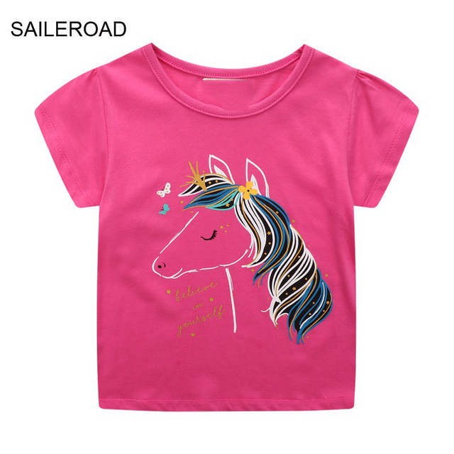 Seieroad Summer T-shirt Cotton Short Sleeve T-shirt Cartoon Dinosaur T-shirt Kids T-shirt Baby Girls Boys Kids Tops