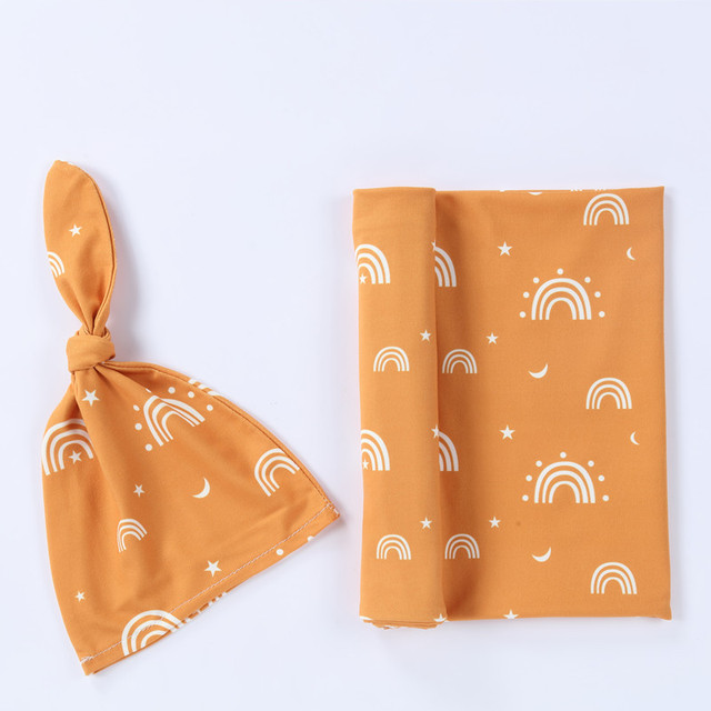 2pcs/set Baby Sleeping Bag Cotton Swaddle Wrap Hat Set Blanket Print Newborn Receiving Blanket Bolsa Infantil