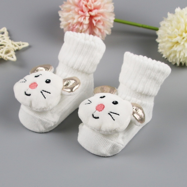 Newborn Baby Girl Boy Cute Cartoon Pattern Cotton Socks Infant Anti-slip Warm Floor Socks Medium Tube Knitted Socks