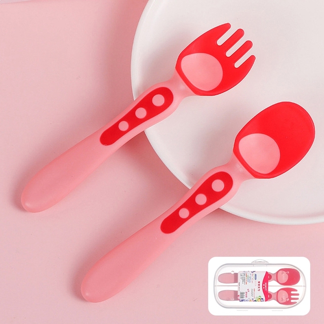 Silicone Baby Spoon Fork Kids Cutlery Set Cartoon Cute Utensil Baby Learning Training Spoon Infant Soft Fork