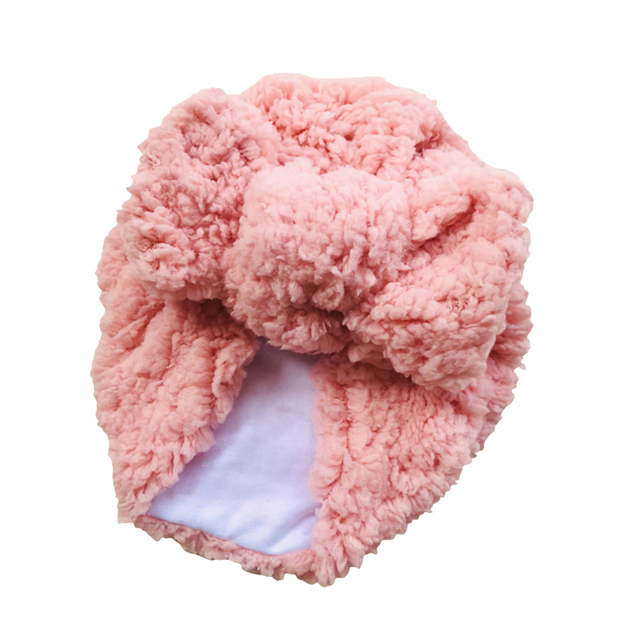 Plush Baby Hat Big Bowknot Girl Turban Hat Knot Head Bands Baby Kids Bonnet Hat Newborn Photography Props