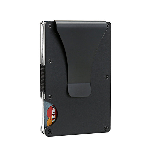 DIENQI Carbon Fiber Card Holder Small Wallet Slim Men Aluminum Metal RFID Magic Small Wallet Thin Male Purses Money Bag Vallet