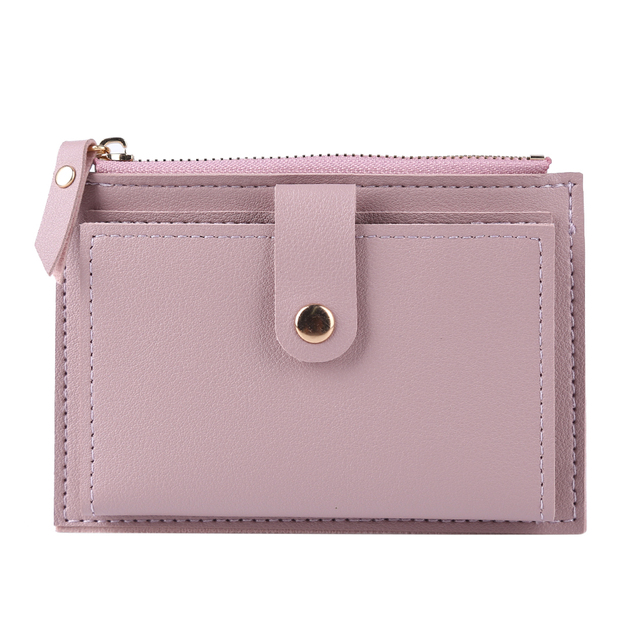 Fashion Women Solid Color Credit Card ID Card Multiple Slot Card Holder Ladies Casual PU Leather Small Coin Purse Pocket Wallet